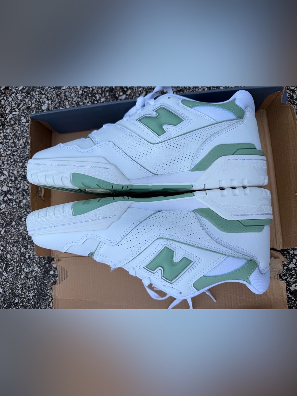 New Balance Gray & White Shoe Box with Visible Sneaker